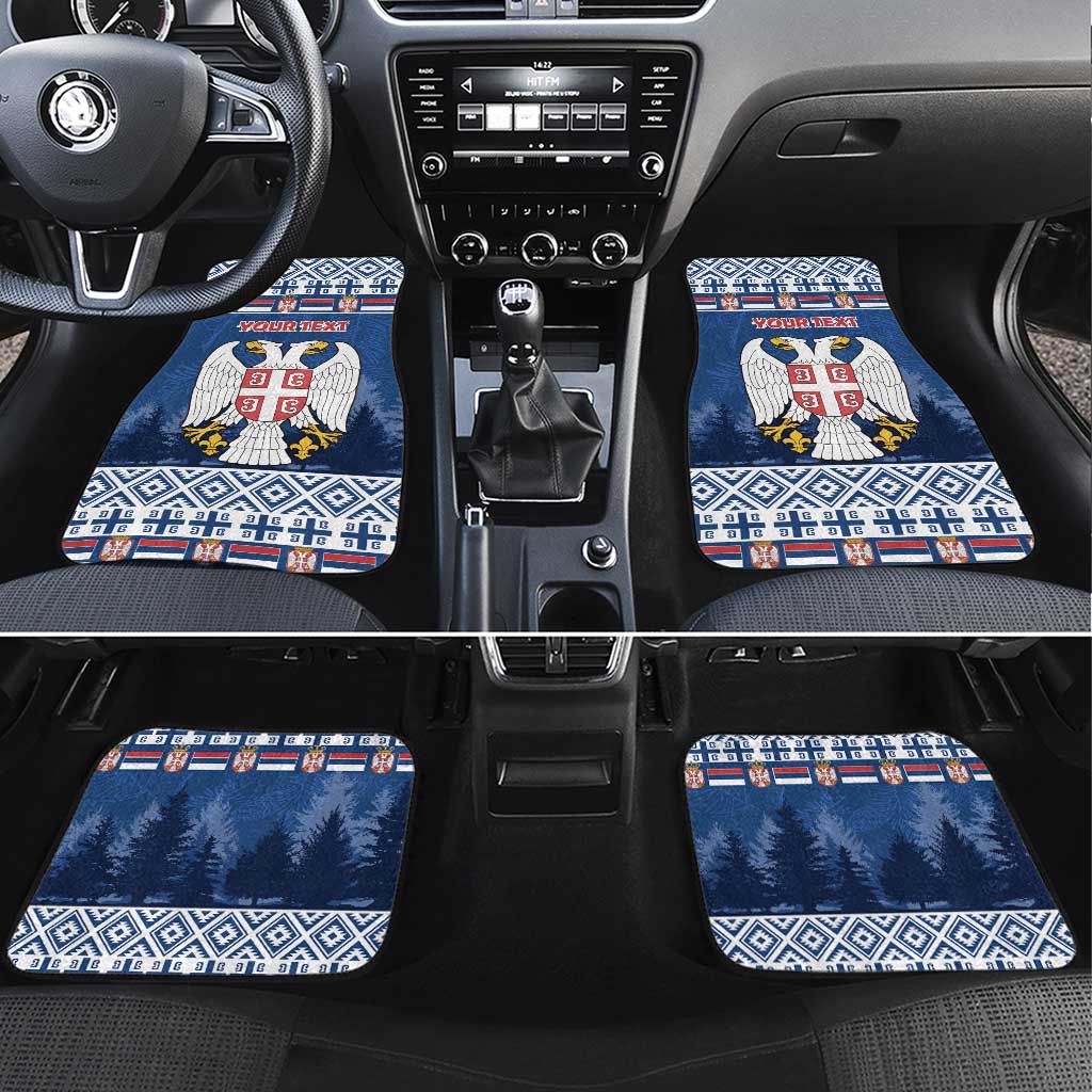 Personalized Serbia Christmas Car Mats Coat Of Arms - Blue Version - Wonder Print Shop