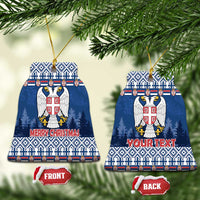 Blue ceramic Christmas ornaments: round front and heart back with Your Text