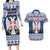 Personalized Serbia Christmas Couples Matching Long Sleeve Bodycon Dress and Hawaiian Shirt Coat Of Arms - Blue Version - Wonder Print Shop