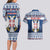 Personalized Serbia Christmas Couples Matching Long Sleeve Bodycon Dress and Hawaiian Shirt Coat Of Arms - Blue Version - Wonder Print Shop