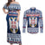 Personalized Serbia Christmas Couples Matching Off Shoulder Maxi Dress and Long Sleeve Button Shirt Coat Of Arms - Blue Version - Wonder Print Shop