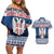 Personalized Serbia Christmas Couples Matching Off Shoulder Short Dress and Hawaiian Shirt Coat Of Arms - Blue Version - Wonder Print Shop