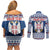 Personalized Serbia Christmas Couples Matching Off Shoulder Short Dress and Long Sleeve Button Shirt Coat Of Arms - Blue Version - Wonder Print Shop