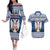 Personalized Serbia Christmas Couples Matching Off The Shoulder Long Sleeve Dress and Hawaiian Shirt Coat Of Arms - Blue Version - Wonder Print Shop