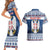 Personalized Serbia Christmas Couples Matching Short Sleeve Bodycon Dress and Hawaiian Shirt Coat Of Arms - Blue Version - Wonder Print Shop