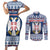 Personalized Serbia Christmas Couples Matching Short Sleeve Bodycon Dress and Long Sleeve Button Shirt Coat Of Arms - Blue Version - Wonder Print Shop