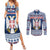 Personalized Serbia Christmas Couples Matching Summer Maxi Dress and Long Sleeve Button Shirt Coat Of Arms - Blue Version - Wonder Print Shop