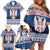 Personalized Serbia Christmas Family Matching Off Shoulder Short Dress and Hawaiian Shirt Coat Of Arms - Blue Version - Wonder Print Shop