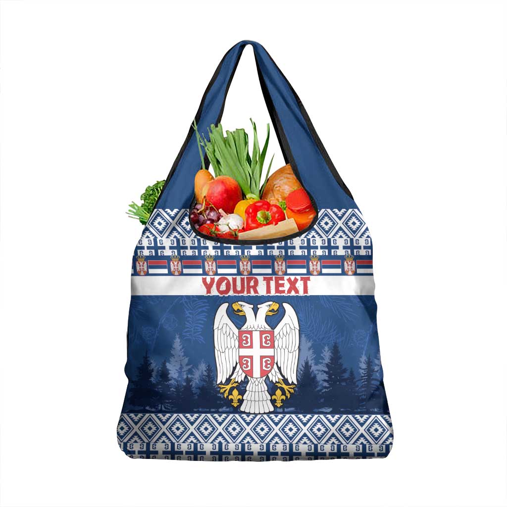 Personalized Serbia Christmas Grocery Bag Coat Of Arms - Blue Version