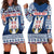 Personalized Serbia Christmas Hoodie Dress Coat Of Arms - Blue Version - Wonder Print Shop