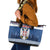 Personalized Serbia Christmas Leather Tote Bag Coat Of Arms - Blue Version - Wonder Print Shop