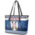 Personalized Serbia Christmas Leather Tote Bag Coat Of Arms - Blue Version - Wonder Print Shop