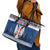 Personalized Serbia Christmas Leather Tote Bag Coat Of Arms - Blue Version - Wonder Print Shop