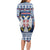 Personalized Serbia Christmas Long Sleeve Bodycon Dress Coat Of Arms - Blue Version - Wonder Print Shop