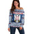 Personalized Serbia Christmas Off Shoulder Sweater Coat Of Arms - Blue Version - Wonder Print Shop