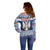 Personalized Serbia Christmas Off Shoulder Sweater Coat Of Arms - Blue Version - Wonder Print Shop