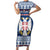 Personalized Serbia Christmas Short Sleeve Bodycon Dress Coat Of Arms - Blue Version - Wonder Print Shop