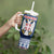 Personalized Serbia Christmas Tumbler With Handle Coat Of Arms - Blue Version - Wonder Print Shop