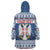 Personalized Serbia Christmas Wearable Blanket Hoodie Coat Of Arms - Blue Version - Wonder Print Shop