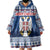 Personalized Serbia Christmas Wearable Blanket Hoodie Coat Of Arms - Blue Version - Wonder Print Shop