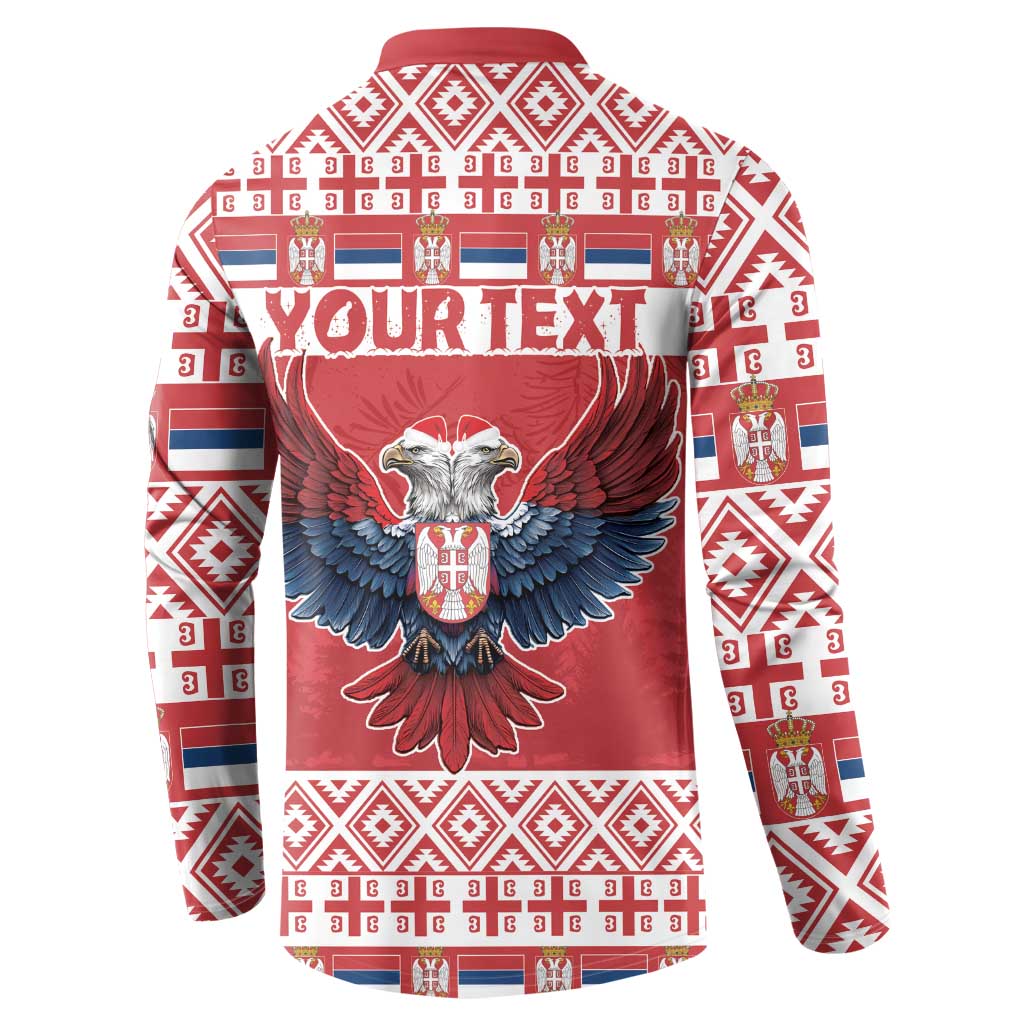 Red Christmas button sweatshirt back with 'YOUR TEXT' and double-headed eagle wings