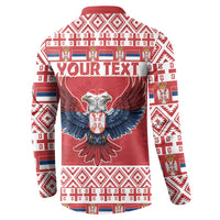 Red Christmas button sweatshirt back with 'YOUR TEXT' and double-headed eagle wings