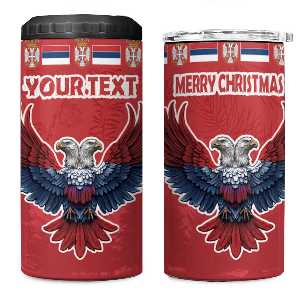 Personalized Serbia Christmas 4 in 1 Can Cooler Tumbler Double-Headed Eagle - Red Version - Wonder Print Shop