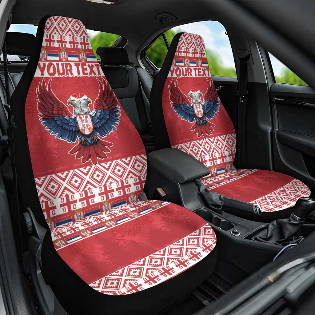 Personalized Serbia Christmas Car Seat Cover Double-Headed Eagle - Red Version - Wonder Print Shop