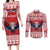 Personalized Serbia Christmas Couples Matching Long Sleeve Bodycon Dress and Long Sleeve Button Shirt Double-Headed Eagle - Red Version - Wonder Print Shop