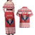 Personalized Serbia Christmas Couples Matching Off Shoulder Maxi Dress and Hawaiian Shirt Double-Headed Eagle - Red Version - Wonder Print Shop