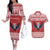 Personalized Serbia Christmas Couples Matching Off The Shoulder Long Sleeve Dress and Hawaiian Shirt Double-Headed Eagle - Red Version - Wonder Print Shop