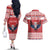 Personalized Serbia Christmas Couples Matching Off The Shoulder Long Sleeve Dress and Hawaiian Shirt Double-Headed Eagle - Red Version - Wonder Print Shop