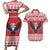 Personalized Serbia Christmas Couples Matching Short Sleeve Bodycon Dress and Hawaiian Shirt Double-Headed Eagle - Red Version - Wonder Print Shop