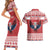 Personalized Serbia Christmas Couples Matching Short Sleeve Bodycon Dress and Hawaiian Shirt Double-Headed Eagle - Red Version - Wonder Print Shop