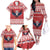 Personalized Serbia Christmas Family Matching Off The Shoulder Long Sleeve Dress and Hawaiian Shirt Double-Headed Eagle - Red Version - Wonder Print Shop