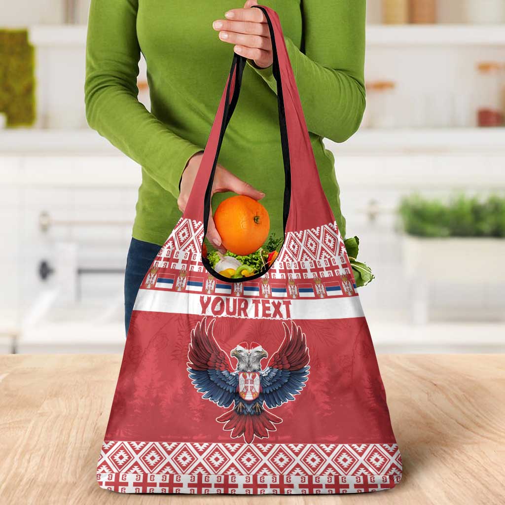 Personalized Serbia Christmas Grocery Bag Double-Headed Eagle - Red Version