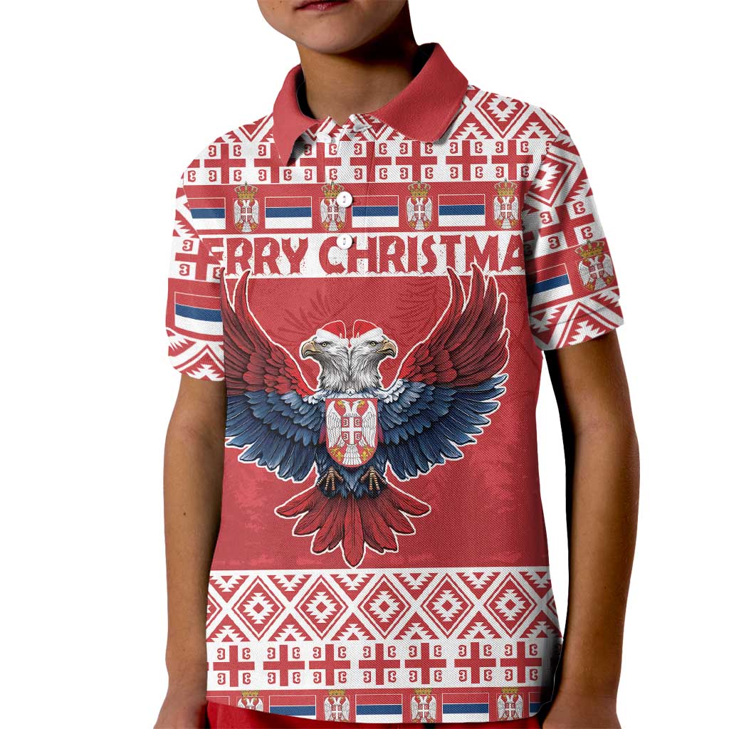 Personalized Serbia Christmas Kid Polo Shirt Double-Headed Eagle - Red Version - Wonder Print Shop