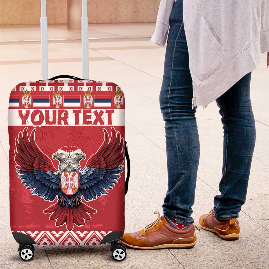 Personalized Serbia Christmas Luggage Cover Double-Headed Eagle - Red Version - Wonder Print Shop