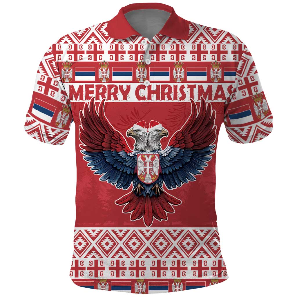 Personalized Serbia Christmas Polo Shirt Double-Headed Eagle - Red Version - Wonder Print Shop