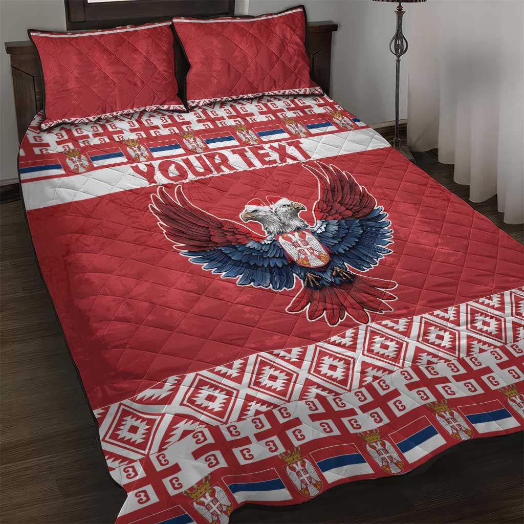 Personalized Serbia Christmas Quilt Bed Set Double-Headed Eagle - Red Version - Wonder Print Shop