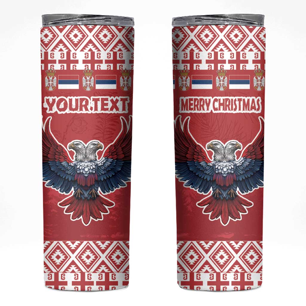 Personalized Serbia Christmas Skinny Tumbler Double-Headed Eagle - Red Version - Wonder Print Shop