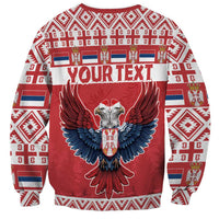 Unisex red Christmas sweatshirt with eagle graphic and YOUR TEXT on back