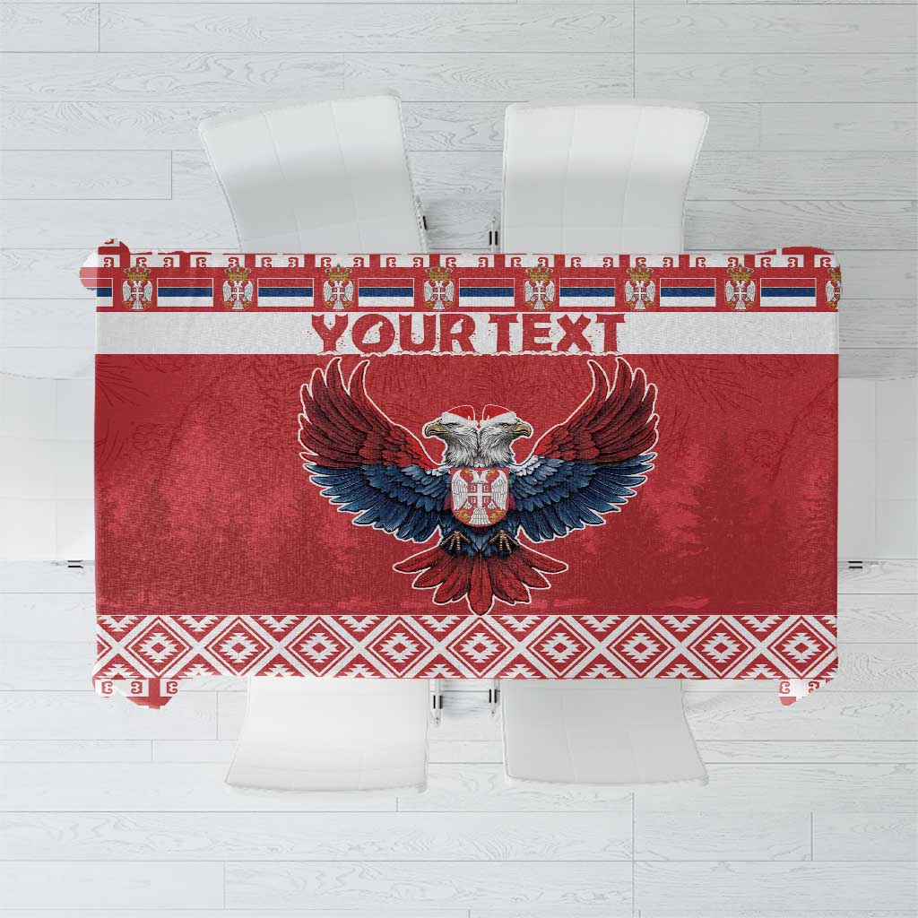 Personalized Serbia Christmas Tablecloth Double-Headed Eagle - Red Version - Wonder Print Shop