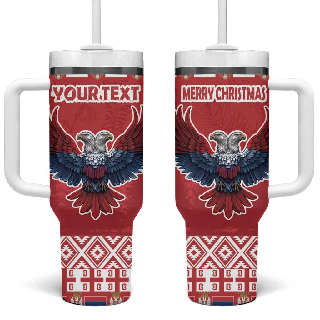 Personalized Serbia Christmas Tumbler With Handle Double-Headed Eagle - Red Version - Wonder Print Shop