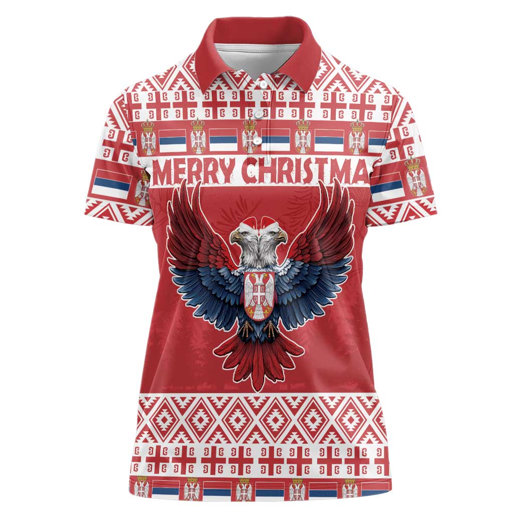 Personalized Serbia Christmas Women Polo Shirt Double-Headed Eagle - Red Version - Wonder Print Shop