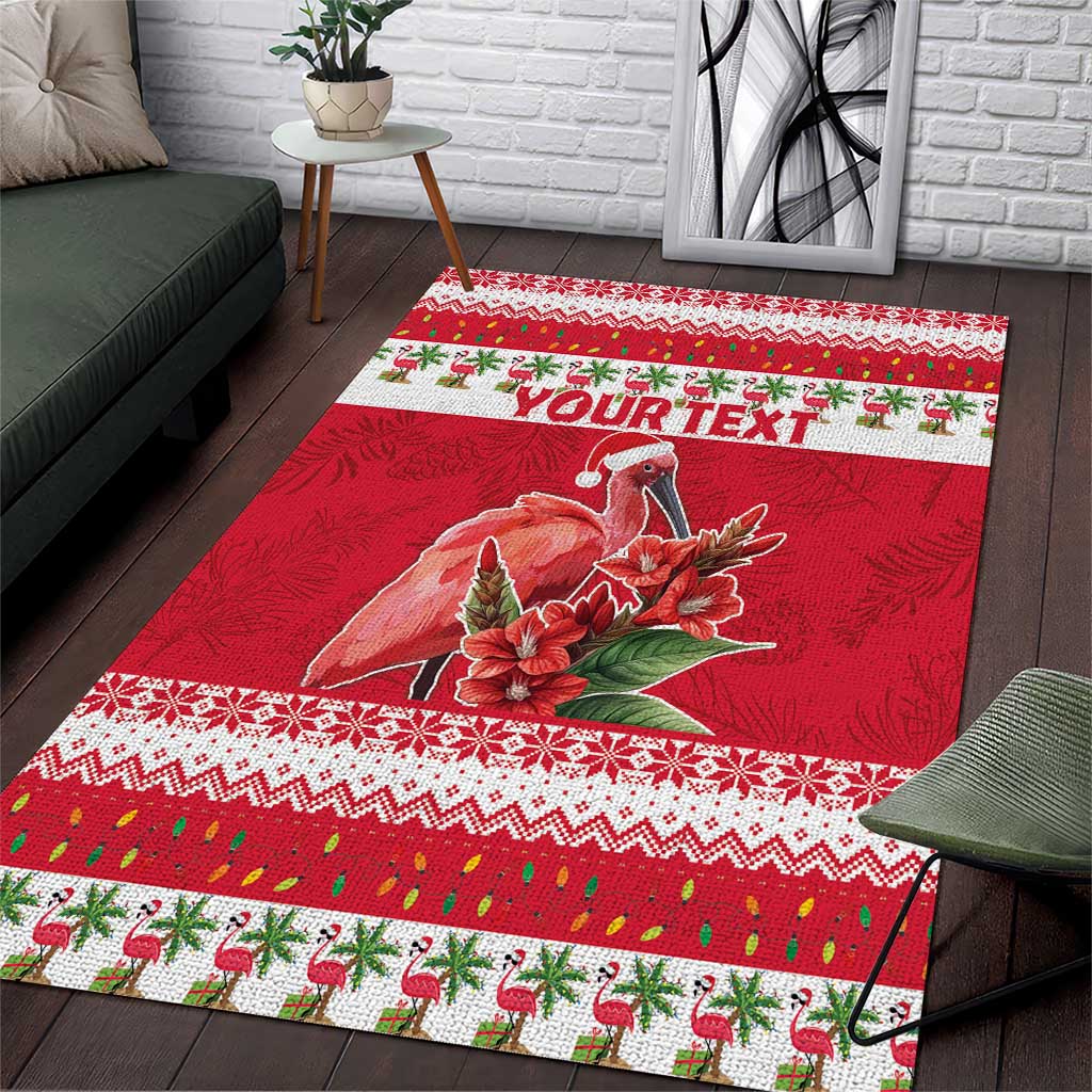 Personalized Trinidad and Tobago Christmas Area Rug Scarlet Ibis with Chaconia Flowers - Wonder Print Shop