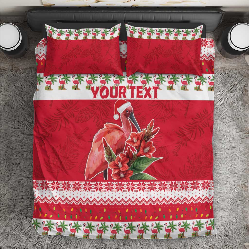 Personalized Trinidad and Tobago Christmas Bedding Set Scarlet Ibis with Chaconia Flowers - Wonder Print Shop