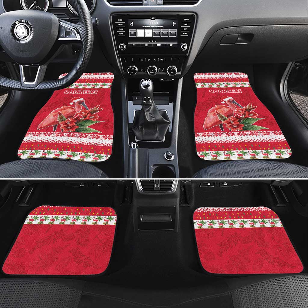 Personalized Trinidad and Tobago Christmas Car Mats Scarlet Ibis with Chaconia Flowers - Wonder Print Shop