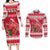 Personalized Trinidad and Tobago Christmas Couples Matching Long Sleeve Bodycon Dress and Long Sleeve Button Shirt Scarlet Ibis with Chaconia Flowers - Wonder Print Shop