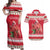 Personalized Trinidad and Tobago Christmas Couples Matching Off Shoulder Maxi Dress and Hawaiian Shirt Scarlet Ibis with Chaconia Flowers - Wonder Print Shop